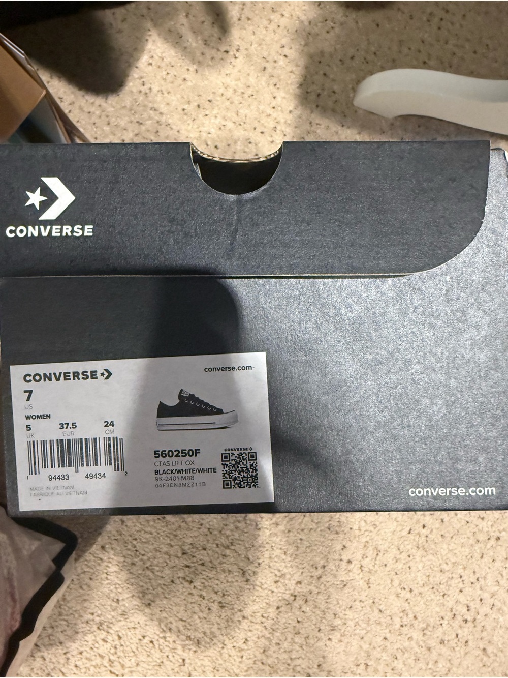 Converse Black Low Top Canvas Sneakers with White Toe Caps - Picture 5 of 6